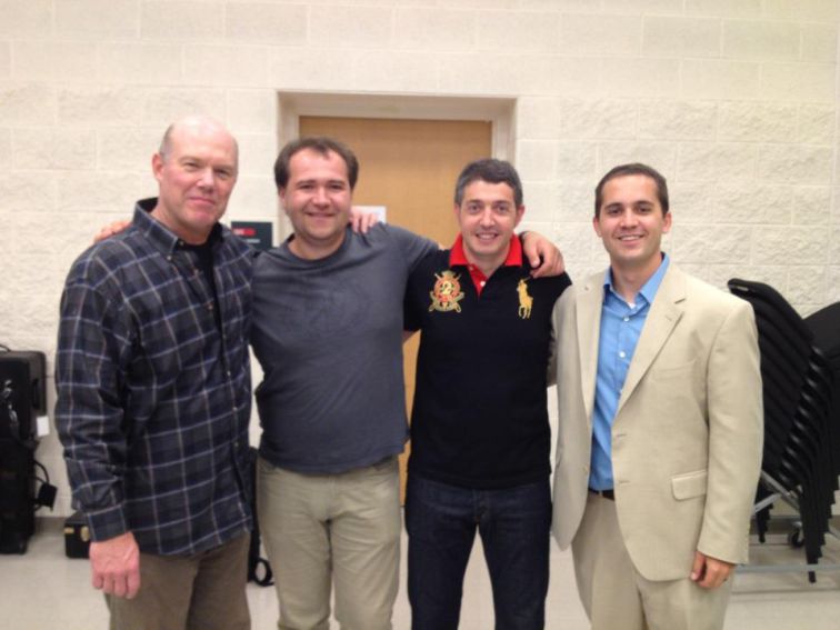 Po zajęciach. Robert Frear, Sławomir Cichor, Jose Chafer Mompo, Jeffrey Northman